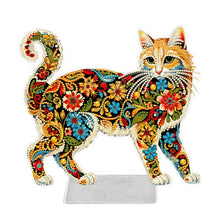Load image into Gallery viewer, Acrylic Special Shaped Colorful Pattern Cat 5D DIY Diamond Art Tabletop Decor