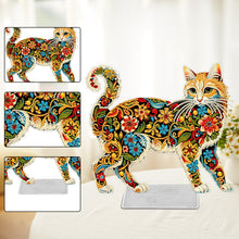 Load image into Gallery viewer, Acrylic Special Shaped Colorful Pattern Cat 5D DIY Diamond Art Tabletop Decor