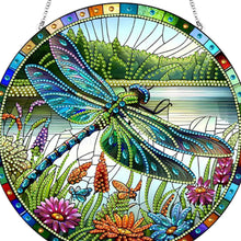 Load image into Gallery viewer, Dragonfly Flower Double Sided Special Shape 5D DIY Diamond Painting Dots Pendant