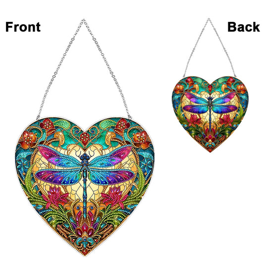 Dragonfly Flower Double Sided Special Shape 5D DIY Diamond Painting Dots Pendant