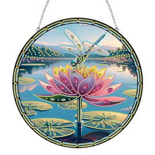 Load image into Gallery viewer, Dragonfly Flower Double Sided Special Shape 5D DIY Diamond Painting Dots Pendant