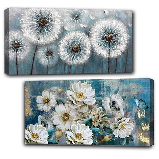2pcs Round Diamond Painting Set - Oil painting flowers and plants (70*40CM)