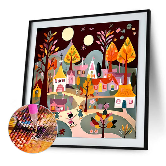 Diamond Painting - Full Round - Colorful house (30*30CM)