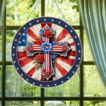 Load image into Gallery viewer, US Flag Diamond Painting Art Pendant Suncatcher Diamond Drawing Hanging Ornament