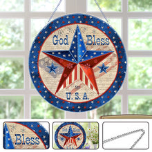 Load image into Gallery viewer, US Flag Diamond Painting Art Pendant Suncatcher Diamond Drawing Hanging Ornament