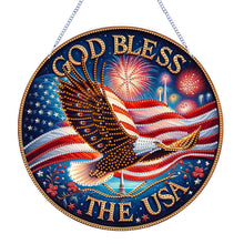 Load image into Gallery viewer, US Flag Diamond Painting Art Pendant Suncatcher Diamond Drawing Hanging Ornament