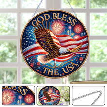 Load image into Gallery viewer, US Flag Diamond Painting Art Pendant Suncatcher Diamond Drawing Hanging Ornament