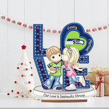 Load image into Gallery viewer, Wooden Special Shaped Love Team Logo Doll Desktop Diamond Art Kits Bedroom Decor