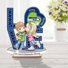 Load image into Gallery viewer, Wooden Special Shaped Love Team Logo Doll Desktop Diamond Art Kits Bedroom Decor