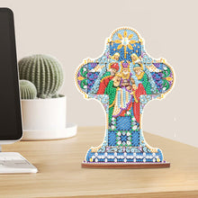 Load image into Gallery viewer, Wooden Special Shaped Jesus Religion 5D DIY Diamond Tabletop Decor for Beginner