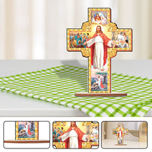 Load image into Gallery viewer, Wooden Special Shaped Jesus Religion 5D DIY Diamond Tabletop Decor for Beginner