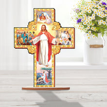Load image into Gallery viewer, Wooden Special Shaped Jesus Religion 5D DIY Diamond Tabletop Decor for Beginner