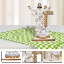 Load image into Gallery viewer, Wooden Special Shaped Jesus Religion 5D DIY Diamond Tabletop Decor for Beginner