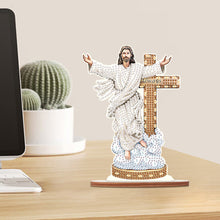 Load image into Gallery viewer, Wooden Special Shaped Jesus Religion 5D DIY Diamond Tabletop Decor for Beginner
