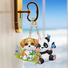 Load image into Gallery viewer, 6Pcs Acrylic Double Side Summer Dogs Diamond Art Craft Keychain DIY Crafts Decor