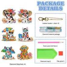 Load image into Gallery viewer, 6Pcs Acrylic Double Side Summer Dogs Diamond Art Craft Keychain DIY Crafts Decor