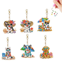 Load image into Gallery viewer, 6Pcs Acrylic Double Side Summer Dogs Diamond Art Craft Keychain DIY Crafts Decor