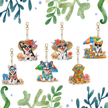 Load image into Gallery viewer, 6Pcs Acrylic Double Side Summer Dogs Diamond Art Craft Keychain DIY Crafts Decor