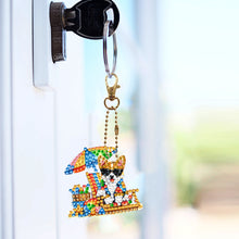 Load image into Gallery viewer, 6Pcs Acrylic Double Side Summer Dogs Diamond Art Craft Keychain DIY Crafts Decor