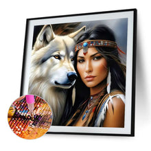 Load image into Gallery viewer, Diamond Painting - Full Square - Indian and wolf (40*40CM)