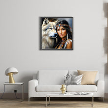 Load image into Gallery viewer, Diamond Painting - Full Square - Indian and wolf (40*40CM)