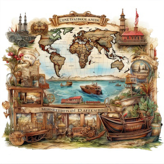 AB Diamond Painting - Full Round - Retro fantasy style (40*40CM)