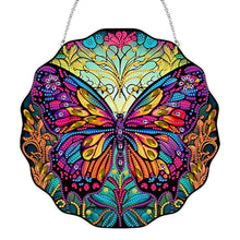 Load image into Gallery viewer, Stained Glass Animal Diamond Drawing Hanging Ornament Butterfly Suncatcher