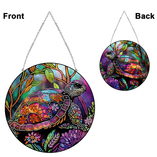 Stained Glass Animal Diamond Drawing Hanging Ornament Turtle Window Suncatcher