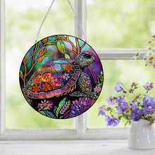 Load image into Gallery viewer, Stained Glass Animal Diamond Drawing Hanging Ornament Turtle Window Suncatcher