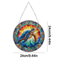 Load image into Gallery viewer, Stained Glass Animal Diamond Drawing Hanging Ornament Turtle Window Suncatcher