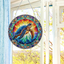 Load image into Gallery viewer, Stained Glass Animal Diamond Drawing Hanging Ornament Turtle Window Suncatcher