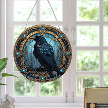 Load image into Gallery viewer, Stained Glass Animal Diamond Drawing Hanging Ornament Crow Window Suncatcher
