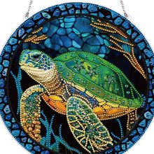 Load image into Gallery viewer, Stained Glass Animal Diamond Drawing Hanging Ornament Turtle Window Suncatcher