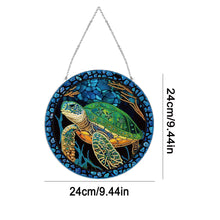 Load image into Gallery viewer, Stained Glass Animal Diamond Drawing Hanging Ornament Turtle Window Suncatcher