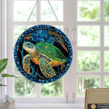 Load image into Gallery viewer, Stained Glass Animal Diamond Drawing Hanging Ornament Turtle Window Suncatcher