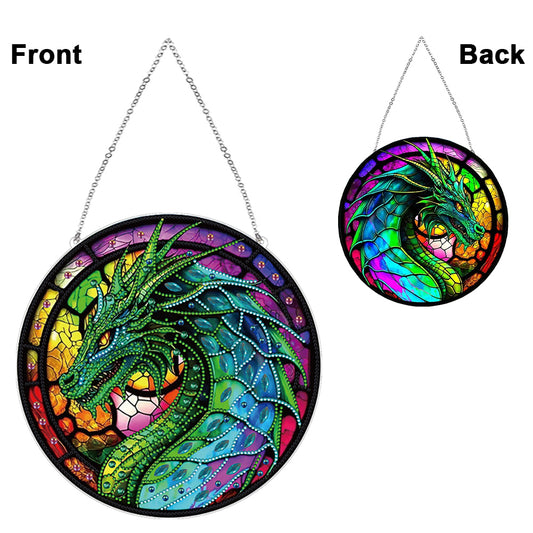 Stained Glass Animal Diamond Drawing Hanging Ornament Dragon Window Suncatcher