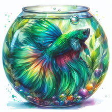 Load image into Gallery viewer, Diamond Painting - Full Round - Fish tank blue and green ¡¤ Betta (40*40CM)