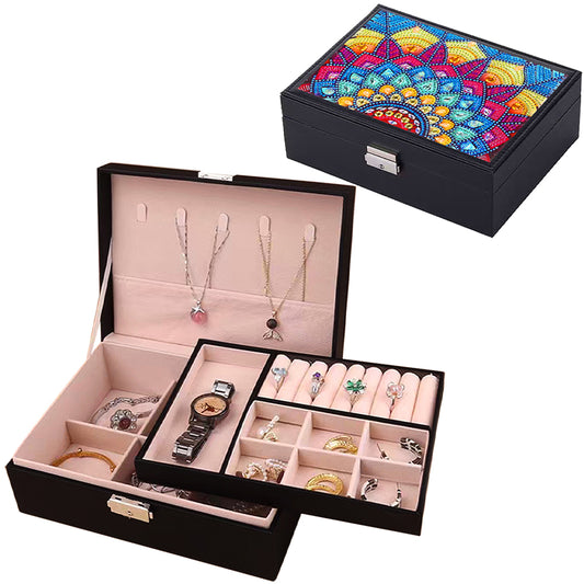 PU Partial Special Shaped Mandala Diamond Art Bracelet Organizer for Women Girls