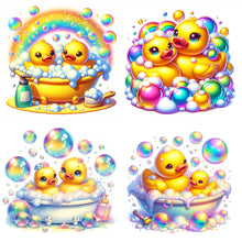Load image into Gallery viewer, 4pcs Round Diamond Painting Set - Bathing duck (30*30CM)