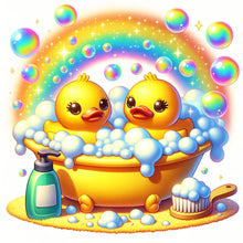 Load image into Gallery viewer, 4pcs Round Diamond Painting Set - Bathing duck (30*30CM)