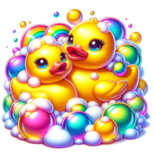 Load image into Gallery viewer, 4pcs Round Diamond Painting Set - Bathing duck (30*30CM)