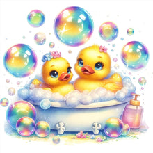 Load image into Gallery viewer, 4pcs Round Diamond Painting Set - Bathing duck (30*30CM)