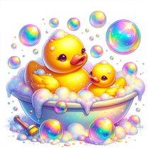 Load image into Gallery viewer, 4pcs Round Diamond Painting Set - Bathing duck (30*30CM)
