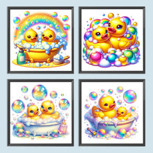 Load image into Gallery viewer, 4pcs Round Diamond Painting Set - Bathing duck (30*30CM)