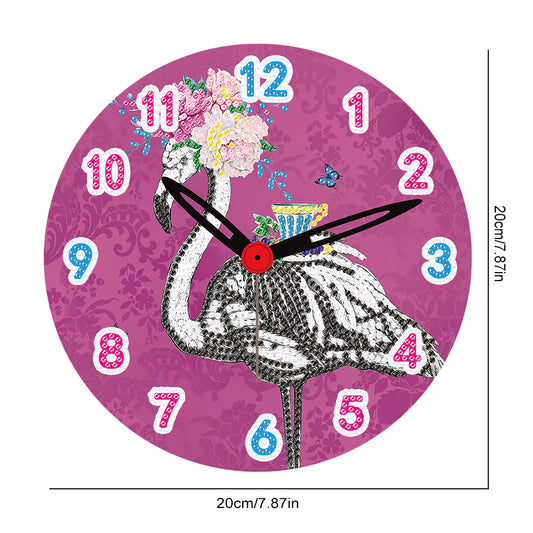 Flamingo Wooden DIY Diamond Painting Clock Kit Hanging Sign for Home Wall Decor