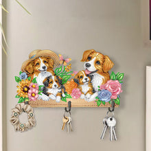 Load image into Gallery viewer, Wooden Special Shaped Warm Dog Family Diamond Art Craft Wall Hooks Home Decor