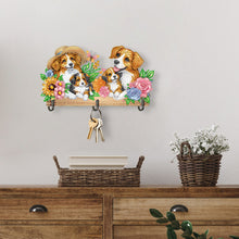 Load image into Gallery viewer, Wooden Special Shaped Warm Dog Family Diamond Art Craft Wall Hooks Home Decor