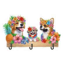 Load image into Gallery viewer, Wooden Special Shaped Three Dogs Family Diamond Art Craft Wall Hooks Home Decor