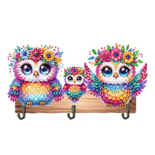 Load image into Gallery viewer, Wooden Special Shaped Three Owls Family Diamond Art Craft Wall Hooks Home Decor