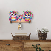Load image into Gallery viewer, Wooden Special Shaped Three Owls Family Diamond Art Craft Wall Hooks Home Decor